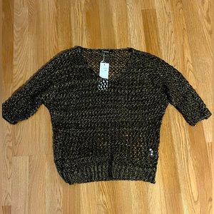 NWT Open Knit Batwing Sweater -Coffee Size S/M
